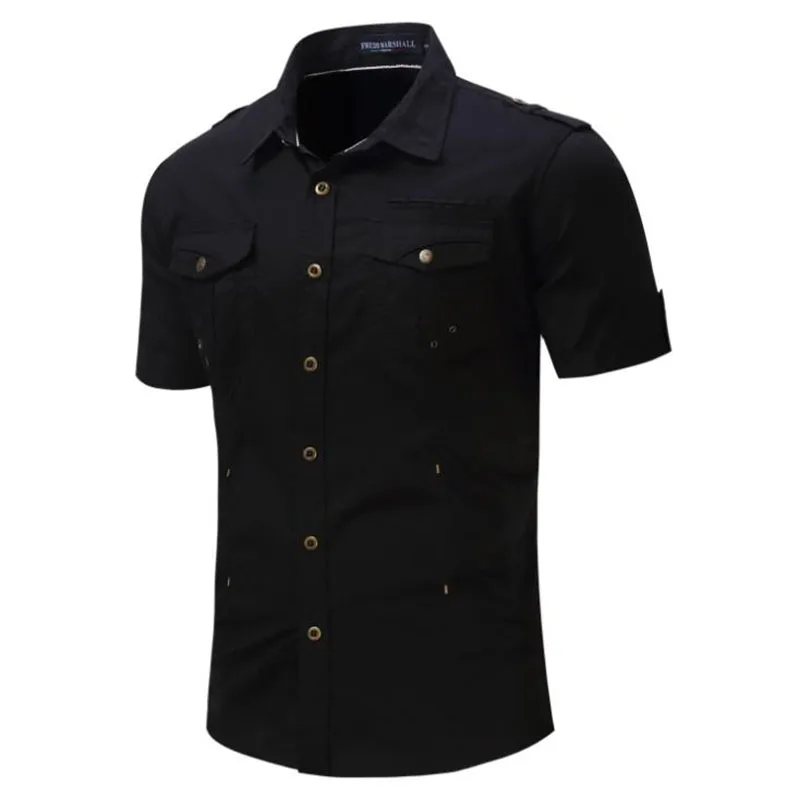 Мужские летние тактические рубашки с коротким рукавом дышащие хлопковые