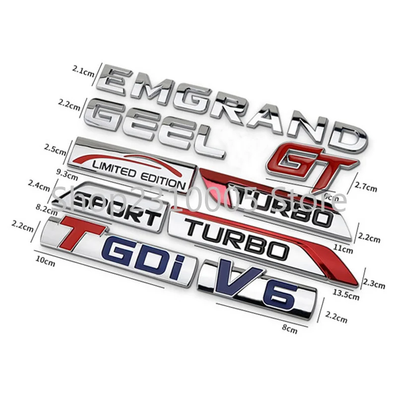GT V6 TGDI TURBO SPORT Ограниченная серия Хромированные Металлические Буквы эмблема