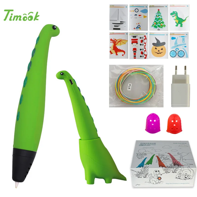 Only pen green Милая 3d Ручка dinosa, 3d ручки с PLA нитью, 3d модель, креативная ручка для дудлера, детский подарок, 3d Рисунок, pen-3d, ручка для печати - Цвет: Only pen green