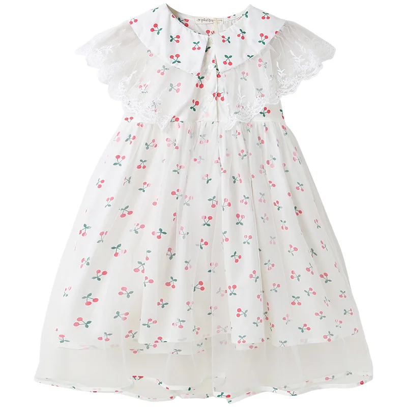 

Girls Dress Floral 2021 Summer New Sleeveless Mesh Skirt Children Princess Dress Party Dress
