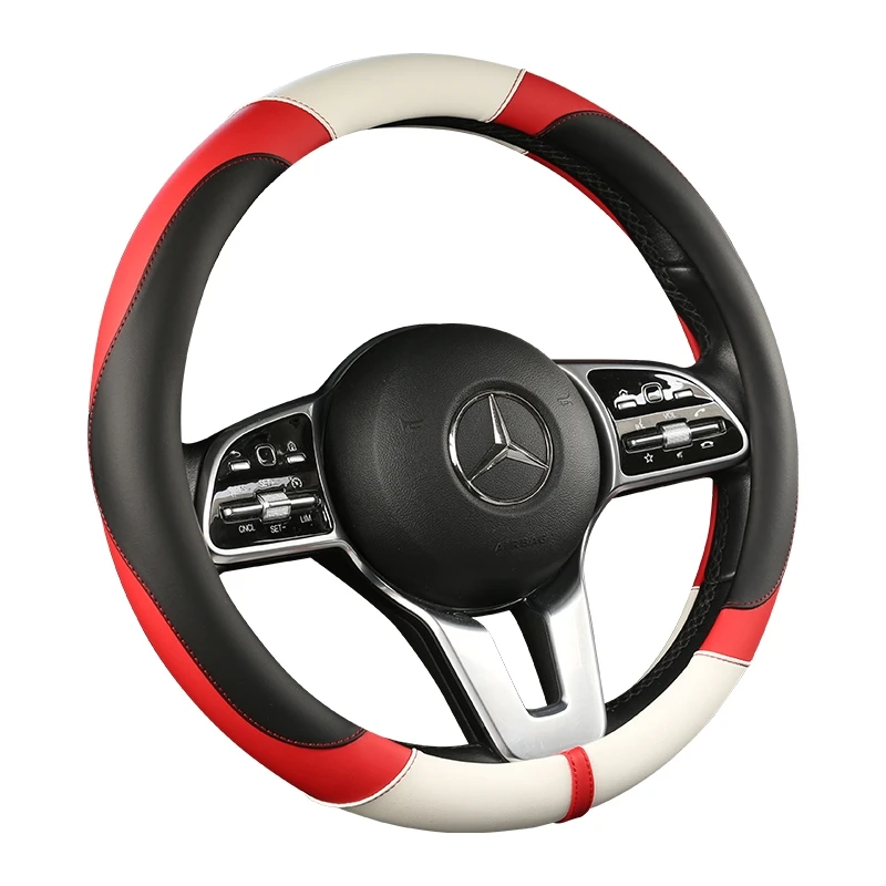 

High-end Leather Car Steering Wheel Cover for Lincoln MKC Nautilus MKS MKX Universal Type D Interior Auto Accessories