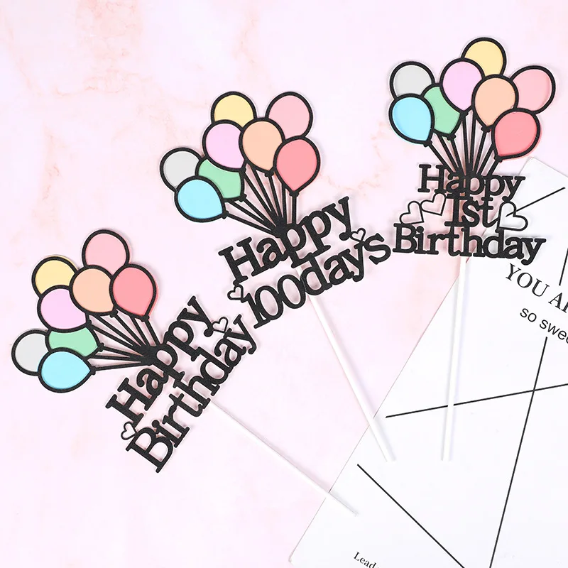 

Paper Colorful Balloon New Born Baby's 1st Birthday Cake Topper Baby 100 Days Cake Decoration Baby Shower Party Supplies