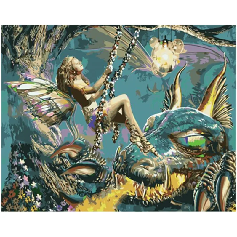 Набор для рисования по номерам на холсте Огненный Дракон 40 х50 см | Дом и сад