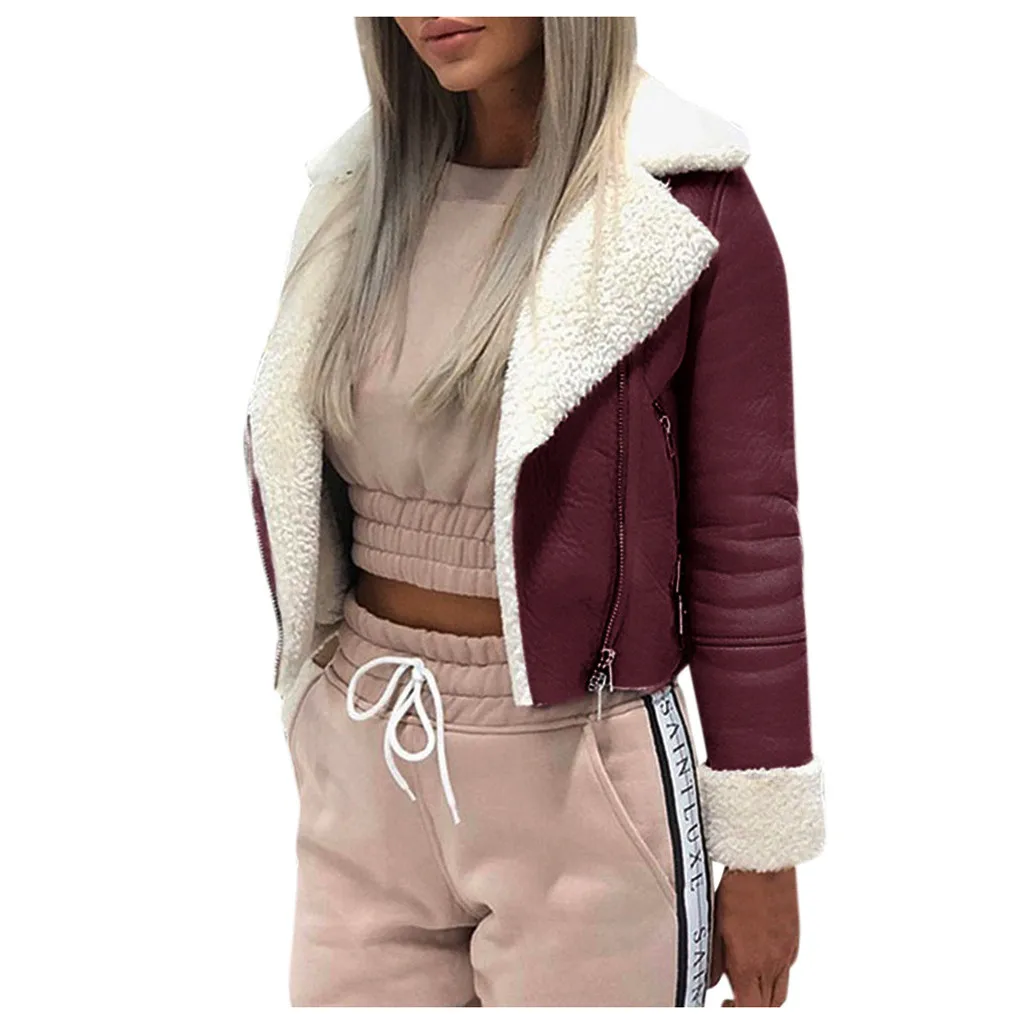 Базовая женская куртка из замшевой кожи теплая на молнии спереди пальто верхняя