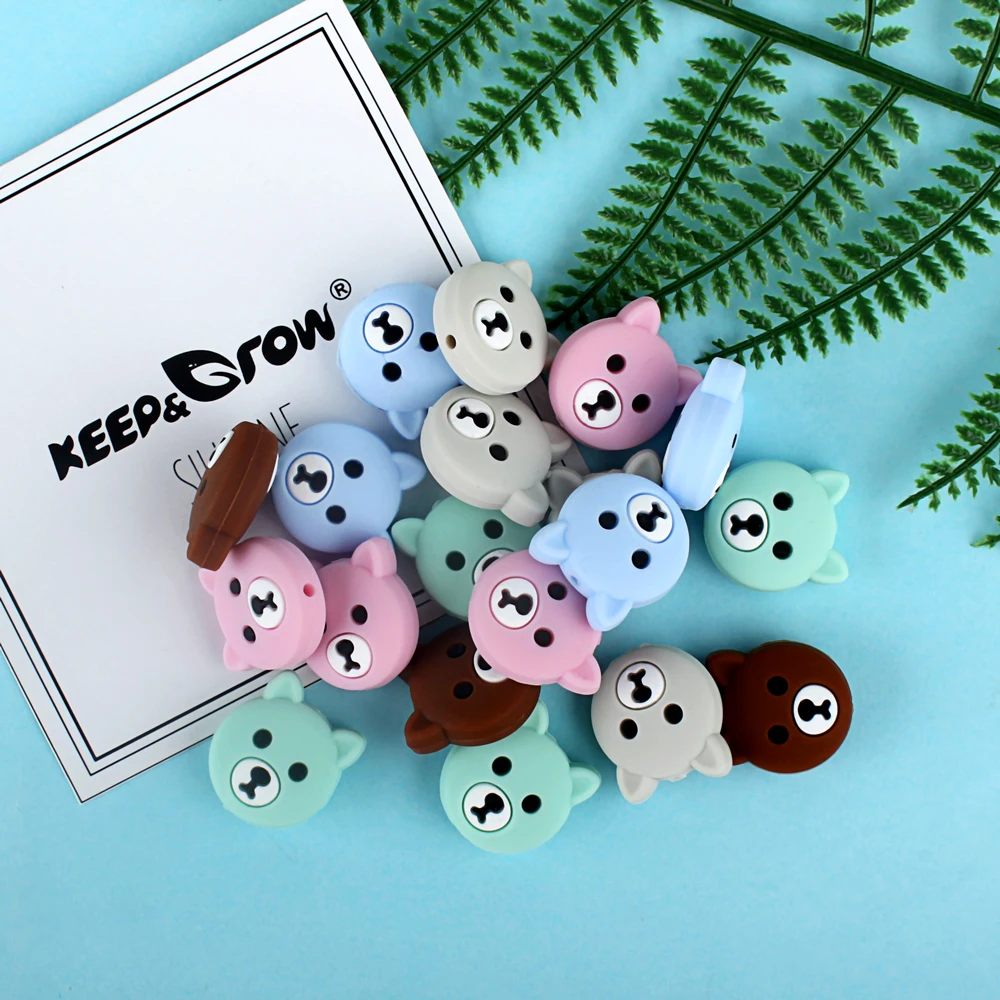 Keep& Grow 10 шт медведь Силиконовые Бусины Прорезыватели в форме животных DIY грызунов жемчужные бусины пищевого качества силиконовые бусины BPA бесплатно детский подарок