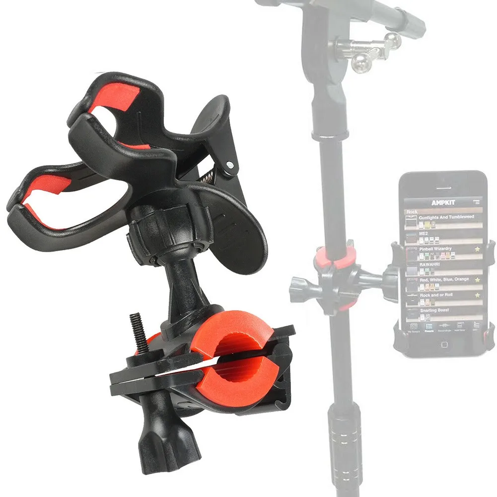 Universal Microphone Mic Stand Bicycle Motor Bike Cell Phone Holder Stand Handlebar Clip 360 Degree Rotating For Rehearsing