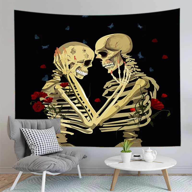 Гобелены на Хэллоуин череп скелет роза настенный подвесной гобелен украшение