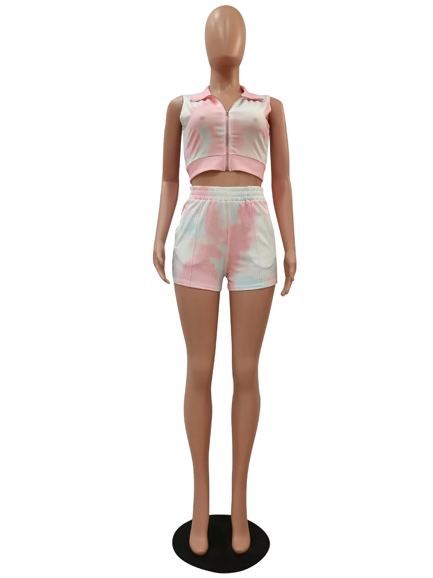 

Hot style women sexy two-piece sets+Print tie-dye cardigan sexy nightclub casual sports suit