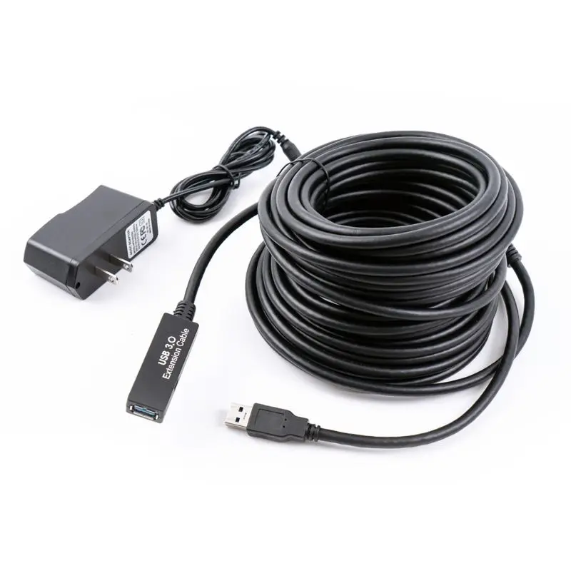 

5 м/10 м/15 м USB 3,0 Удлинительный кабель, усилитель сигнала, линия передачи данных, вилка США/ЕС, адаптер питания для Windows XP/Vista/7/OS