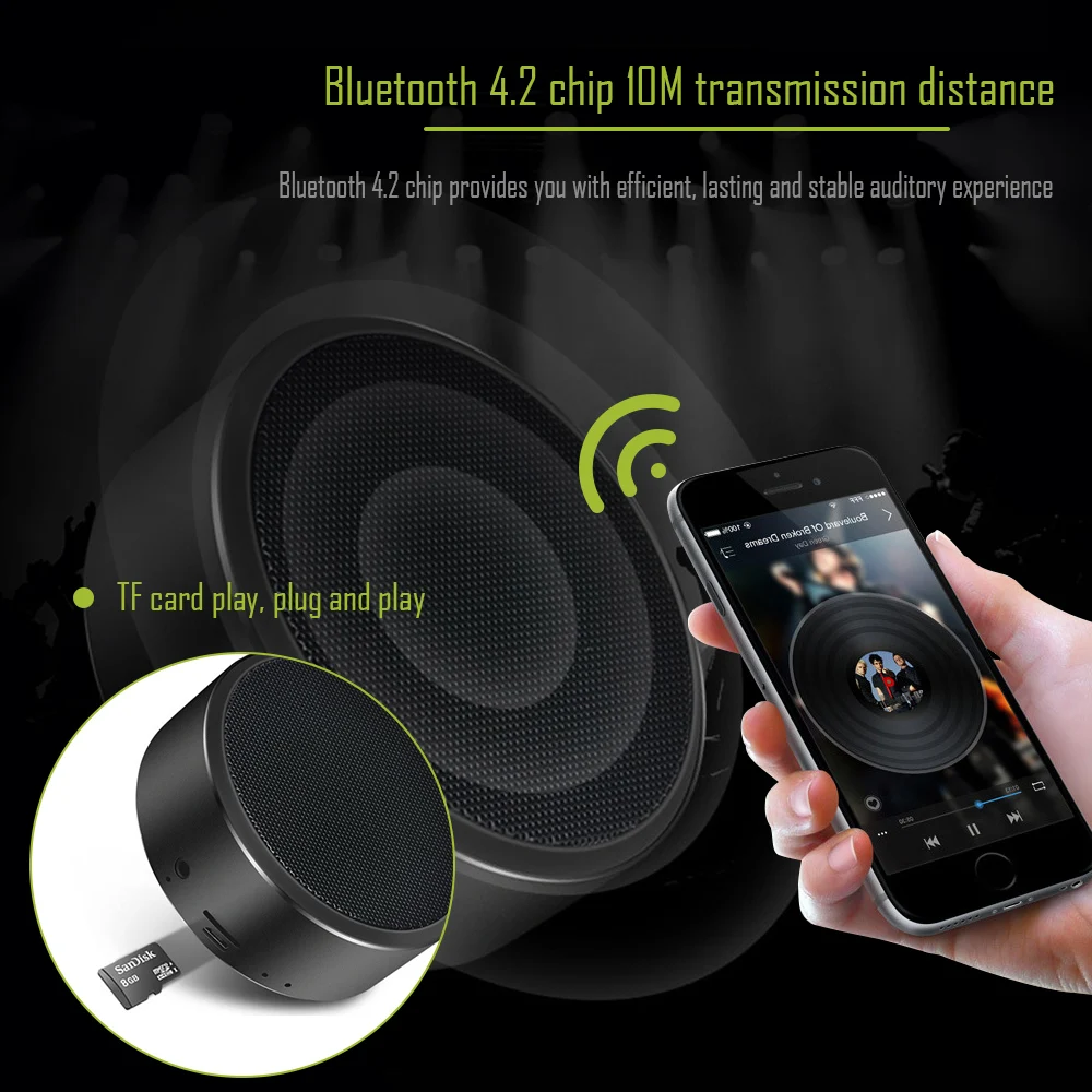 Портативный Bluetooth мини динамик Беспроводная Hi Fi колонка с сабвуфером громкий