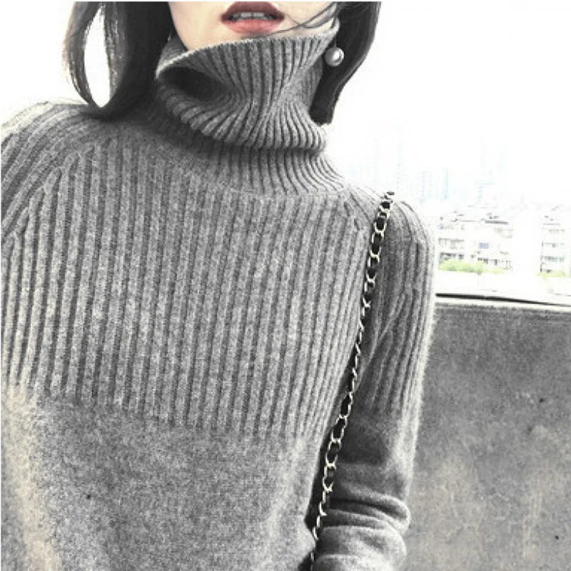 Женская шерстяная водолазка в полоску корейский полосатый топ стиле Харадзюку