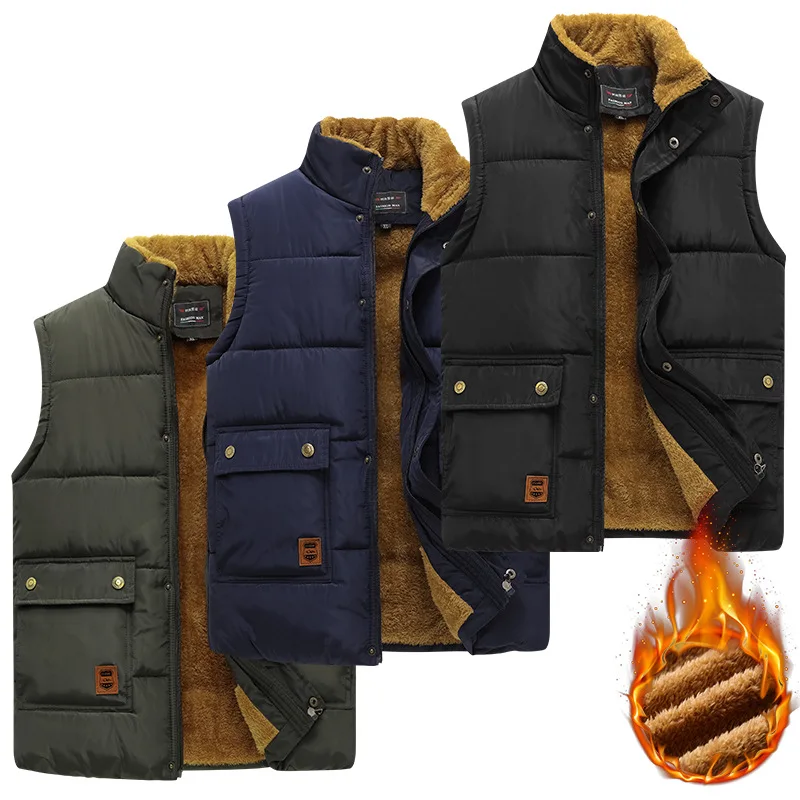 

Newest 2021 Winter Men Vest Coats Thick Warm Sleeveless Jacket Coats Casual Men Vest Fleece Army Green Waistcoat Big Size 7XL