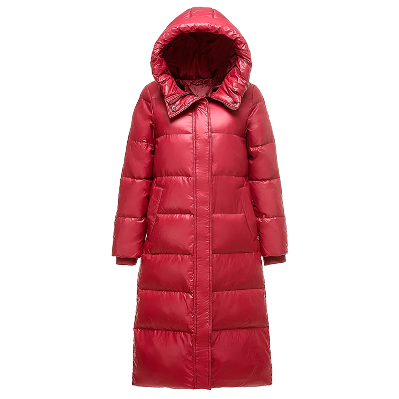 

White Duck Down Jacket Women Thick Long Winter Coat Women Hooded Korean Female Puffer Jacket
