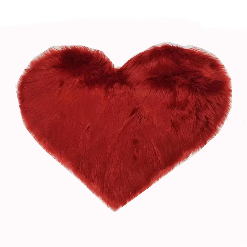 Однотонный ковер в форме сердца из искусственного меха имитация шерсти для пола