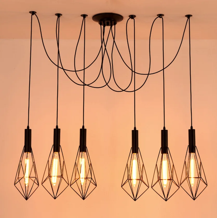 Современная Скандинавская ретро люстра с лампочками Эдисона винтажная