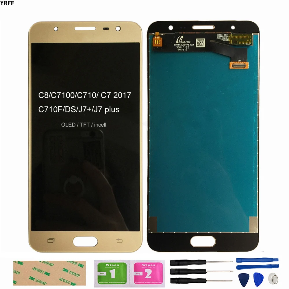 ЖК дисплей для Samsung Galaxy C8 C7100 C710 C7 2017 C710F/DS J7 + plus сенсорный экран дигитайзер в сборе