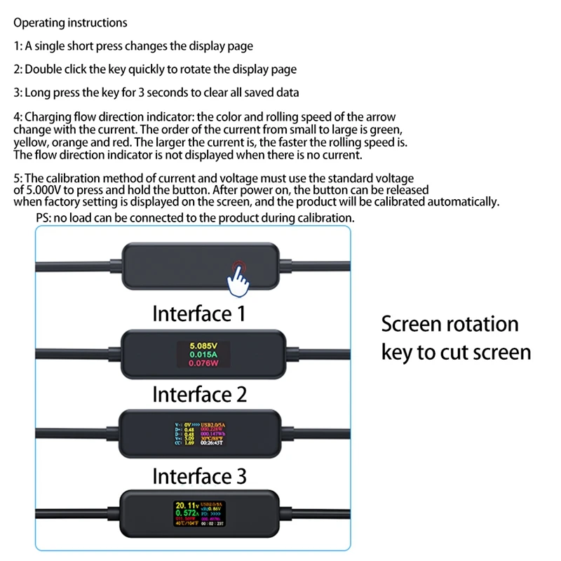 

ACASIS Type C USB-C Male to Male Fast Charge Cable 100W 5A USB C Cable with Multi-Function Screen Display for PD Cable