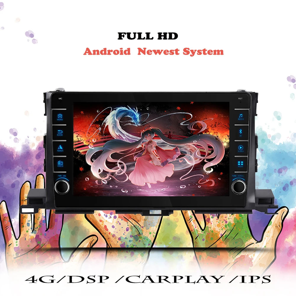 Автомобильное радио DVD 6 + 128G 4G Android 10 для Toyota Highlander 3 XU50 2013-2020 GPS-навигация видео Wifi BT
