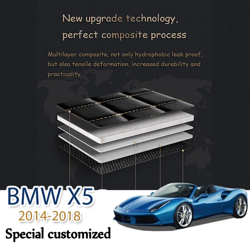 Кожаный коврик для багажника автомобиля BMW X5 F15 F85 2014-2018 5-местный Коврики