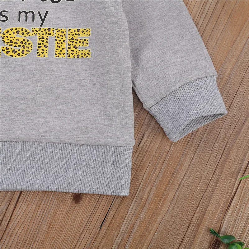Infant Baby Casual Pullover Sweatshirt Long Sleeve Round Collar Letters Printed Pattern Top for Boys and Girls Grey/Orange 0-24M