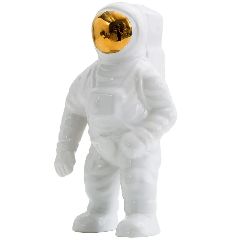 

[MGT] Space Man Astronaut Sculpture Rocket Plane Creative Pattern Of Ceramic Material Cosmonaut Statue Fashion Decorations