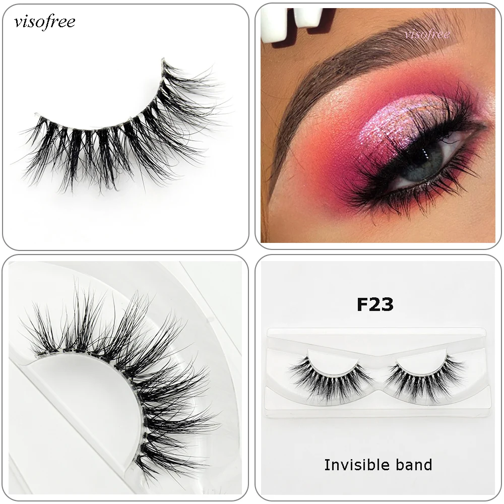 Visofree норковые ресницы прозрачная лента крест накрест Накладные ручной работы