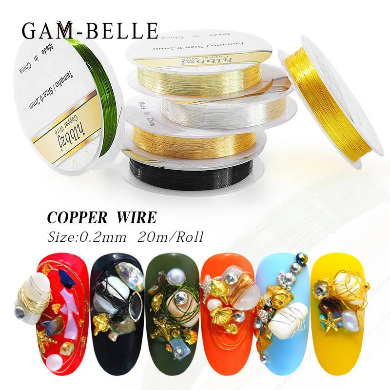 GAM-BELLE 1 рулон металлическая линия украшения ногтей розовое золото серебряная