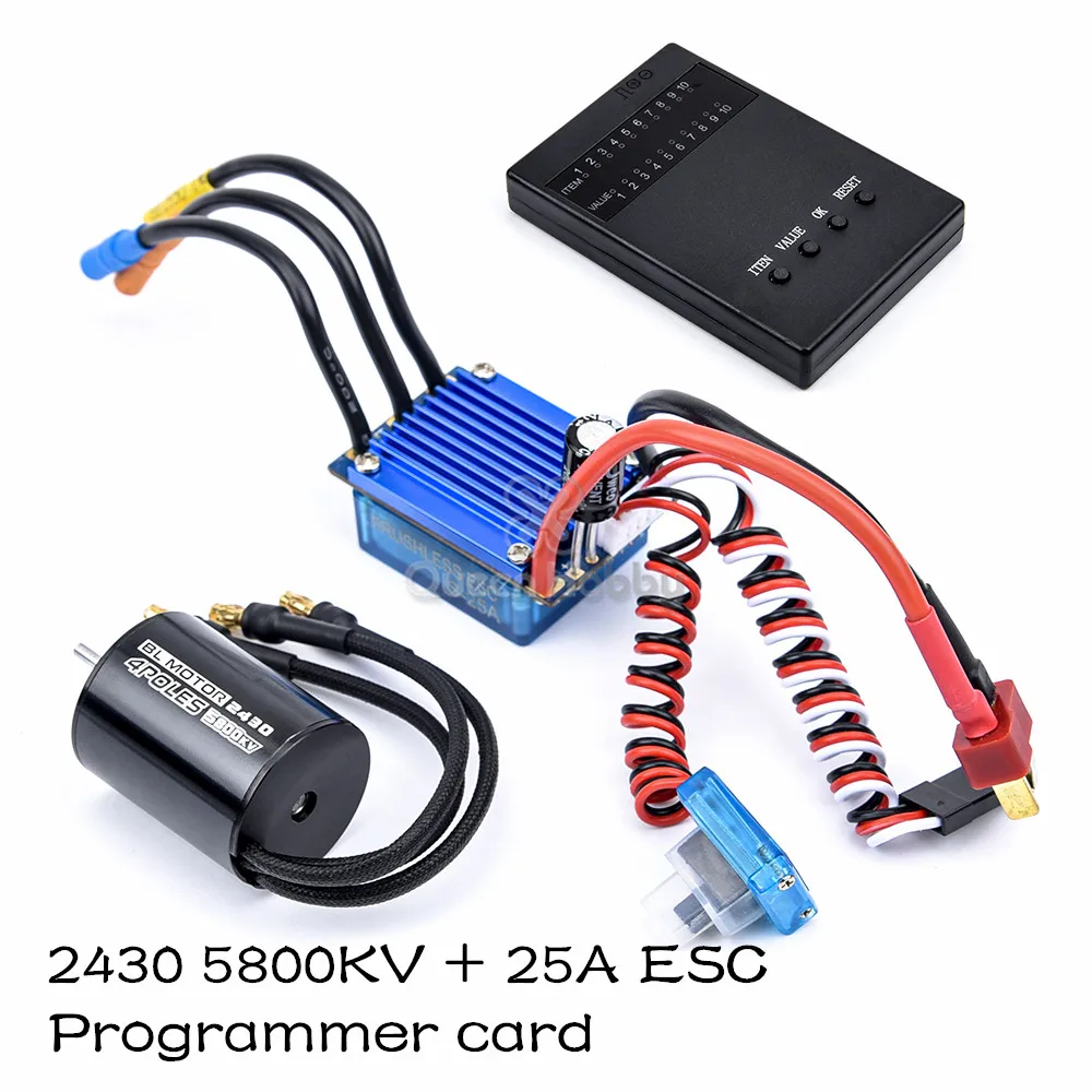 Motor sin escobillas 2435 3300KV 4500KV 4800KV / 2430 5800KV 7200KV + 25A ESC w/tarjeta de programaci&oacute;n para coche RC 1/18 y 1/16-4