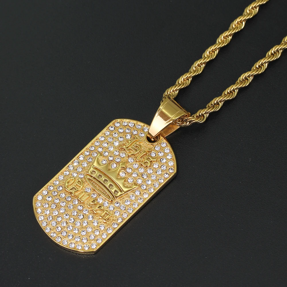 Ожерелье из нержавеющей стали со сверкающими кристаллами для мужчин и женщин