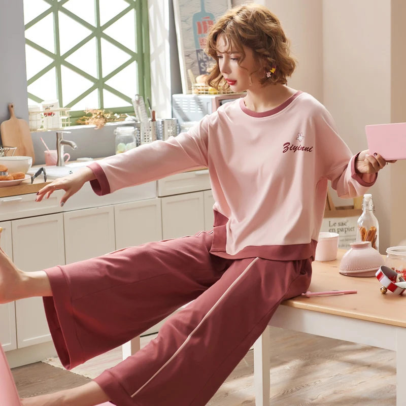 JRMISSLI/осенние женские пижамы из хлопка большие размеры женская пижама Женская с