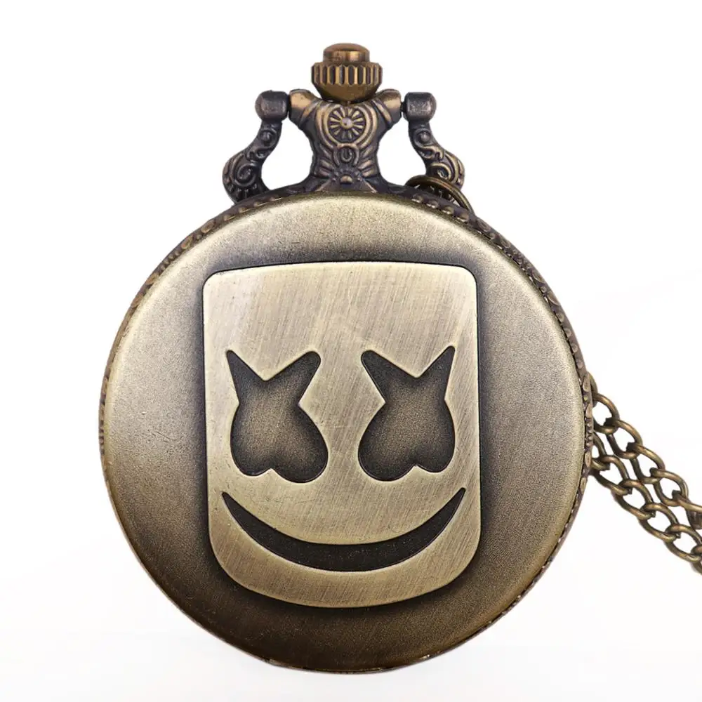 Модные черные кварцевые карманные часы Droll с узором цепочкой антикварный кулон