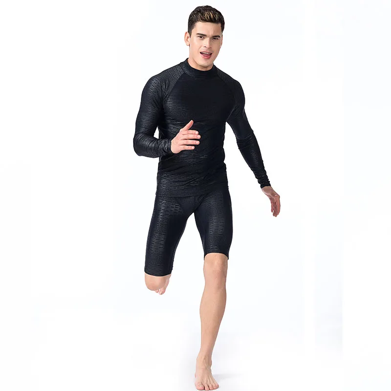 long top n trunks SBART длинный/короткий рукав сыпь Guard мужские купальники Защита от солнца УФ-излучения лайкра для серфинга топы для сноркеля плавательные шорты под акулью кожу Рашгард - Цвет: long top n trunks