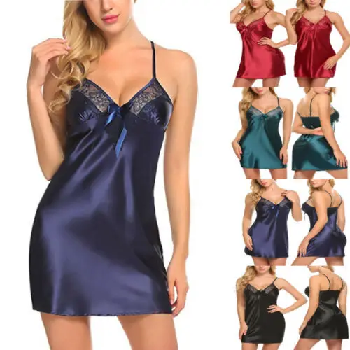 

Spring and Summer Women's Nightdress Lace Sleeveless Sexy Lingerie Sexy Nightwear Sleep Tops Sleepwear Women Night Gown