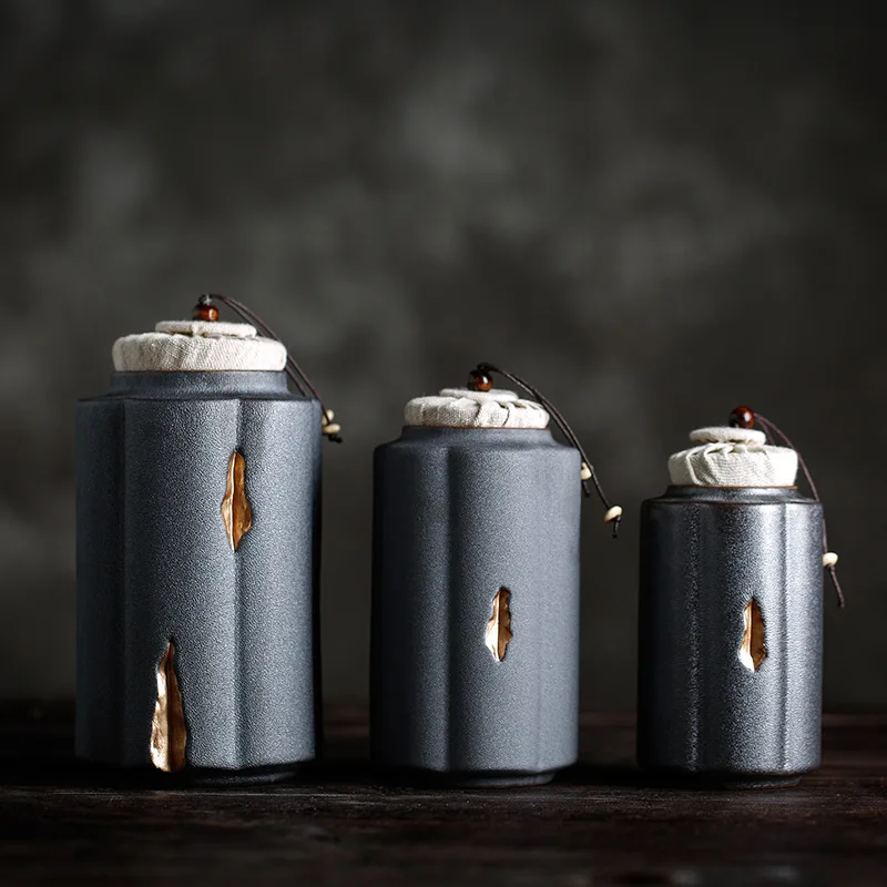 

Zen The Ceramic Tea Manual Retro Coarse Pottery Sealed Large Trumpet Cha Cang Black Tea Pu'er Tea Storage Box Tea Caddy Tea Jars