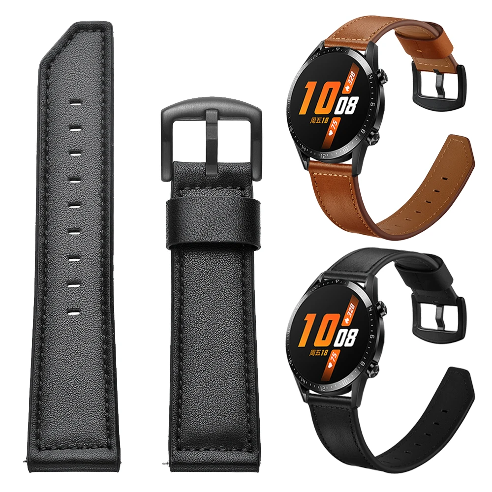 

Black metal clasp Leather strap for HUAWEI WATCH GT 2 46mm 42mm Sport Active Classic Edition/HONOR Magic Watch 2 Band Watchband