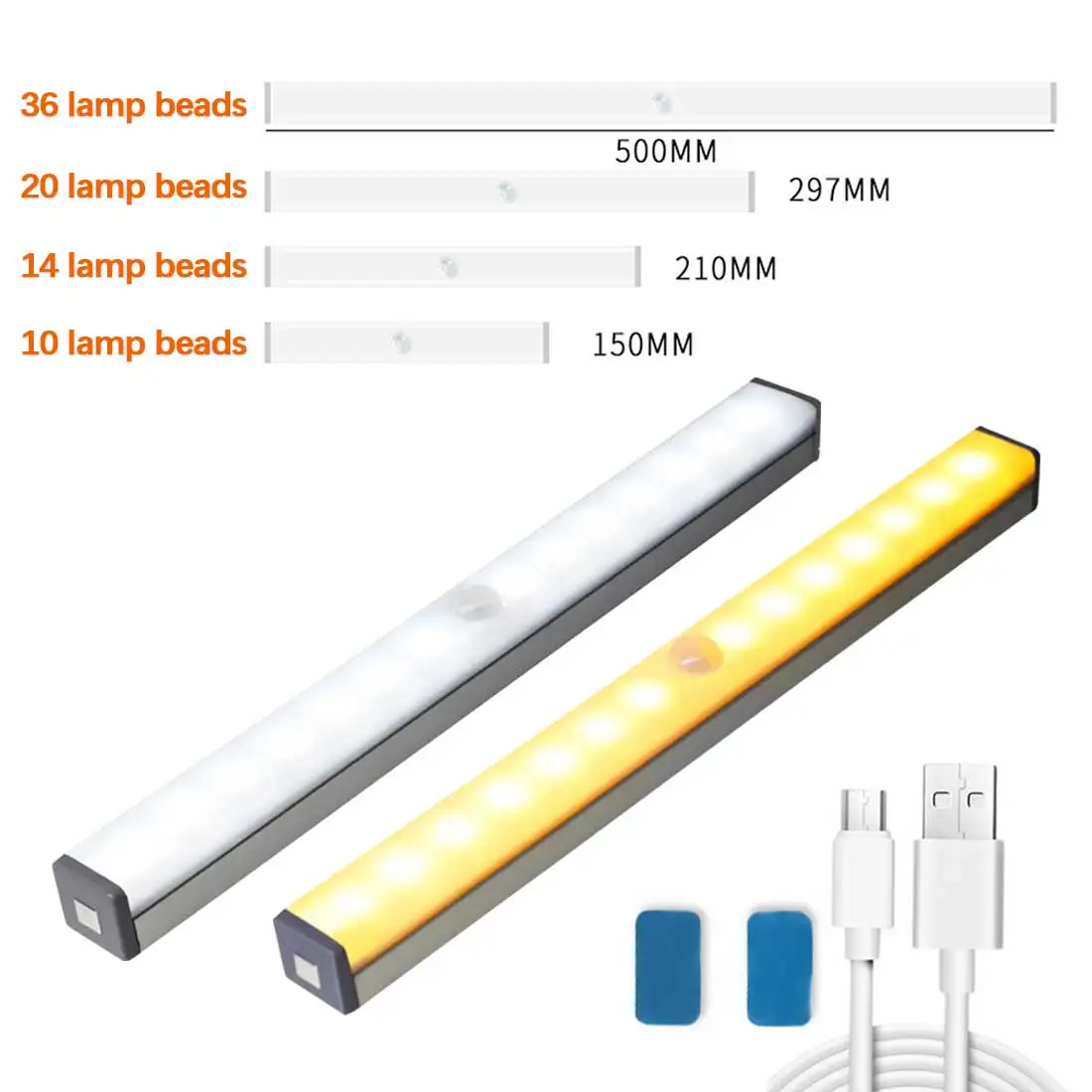 

LED Motion Sensor Light Wireless Closet Night Light 15 20 30 50 cm, USB Rechargeable For Bedroom/Kitchen/Cabinet/Indoor Lighting