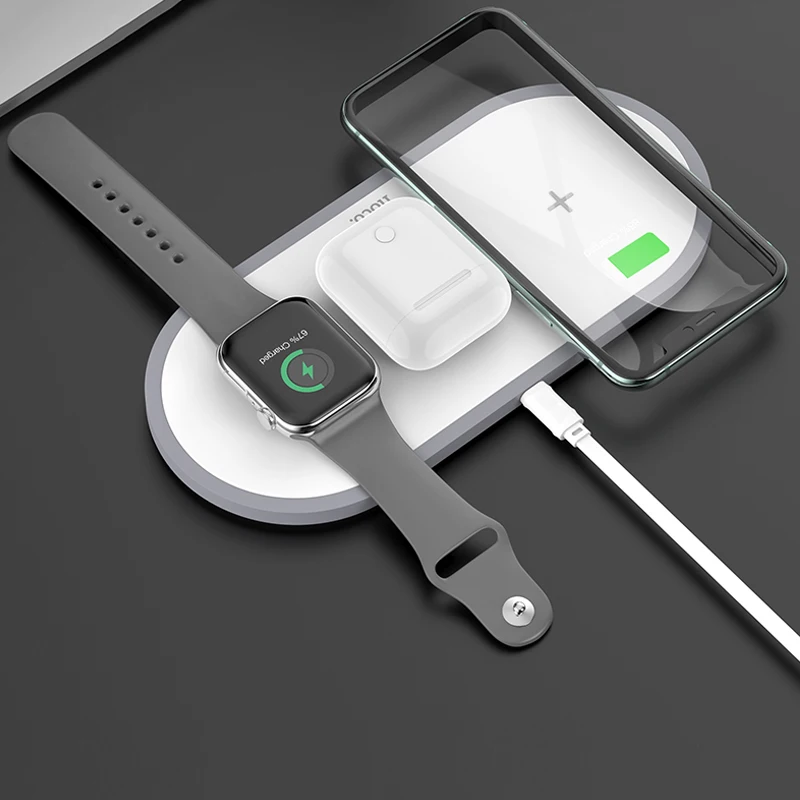 Беспроводное зарядное устройство HOCO 3 в 1 для iphone 12 11 Pro XS Max Xr 8 Apple Watch 5 4 2 Airpods