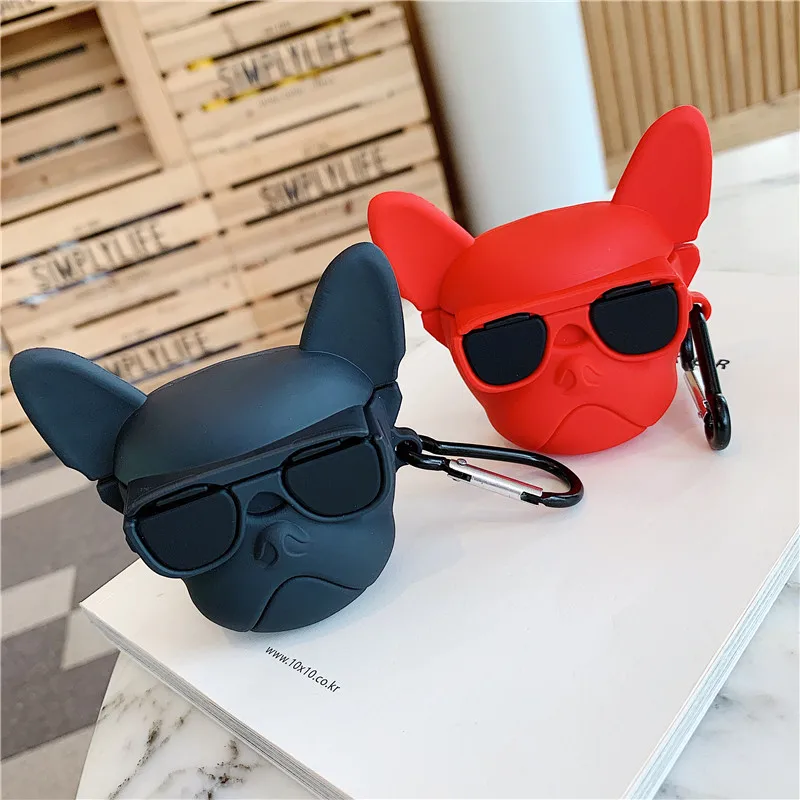 Чехол с забавным бульдогом для Apple AIirpods 3D силиконовый чехол наушников мультяшный