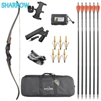 60 inch 25 60lbs recurve bow set american hunting bow with carbon arrows for outdoor sports archery hunting shooting accessories
