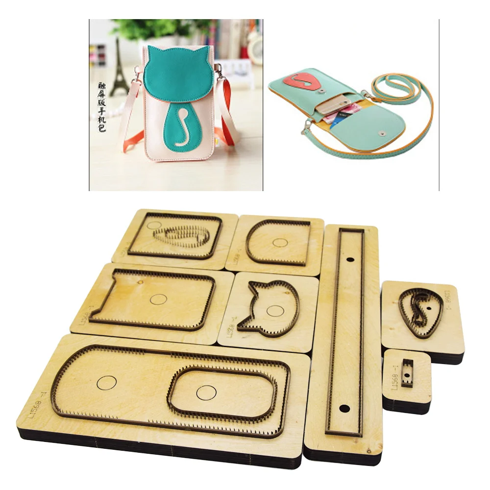 Дерево высечки кожа Японский стальной клинок правило мобильный телефон сумка с