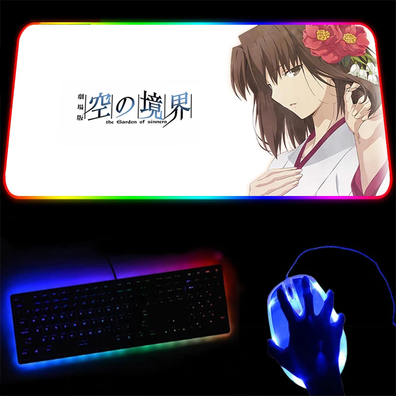 

Kara no Kyoukai RGB Mouse Pad Large Gaming Mouse Pad Gamer Led Computer Mousepad For keyboard Desk Mat Mouse Mat with Backlight