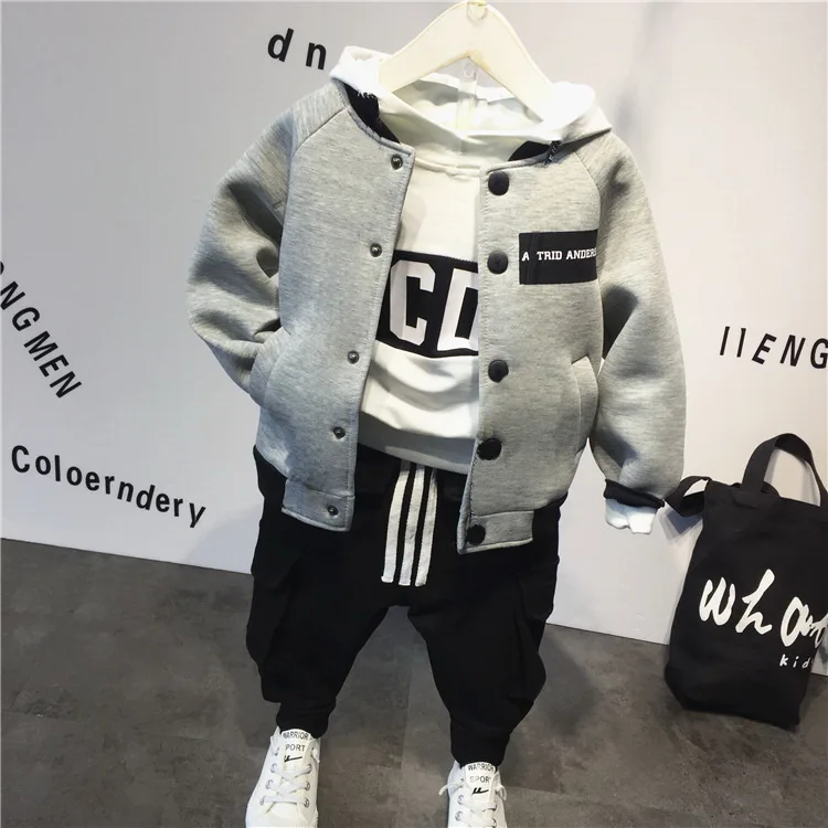 Детский хлопковый костюм бейсбольная куртка + толстовка штаны комплект одежды из