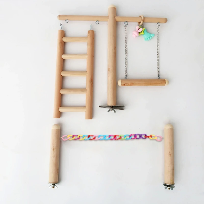 Bird Cage Stand Play Gym Wood Perch Playground Parrot Climbing Ladder Chewing Chain Swing Activity Exercise Center for Lovebirds | Дом и сад