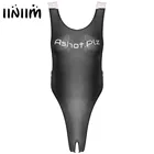 Женский купальник с открытой промежностью, комбинезон контрастных цветов без рукавов с круглым вырезом и прозрачными надписями, комбинезон с высоким вырезом и открытой промежностью, боди