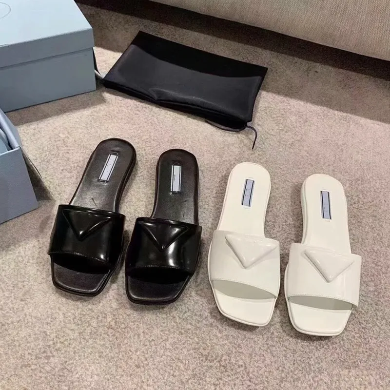 

Shoes Square Toe Casual Women's Sandals High-quality Leather Comfortable Slippers Flat Breathable Fashion Slides Summer New 2021