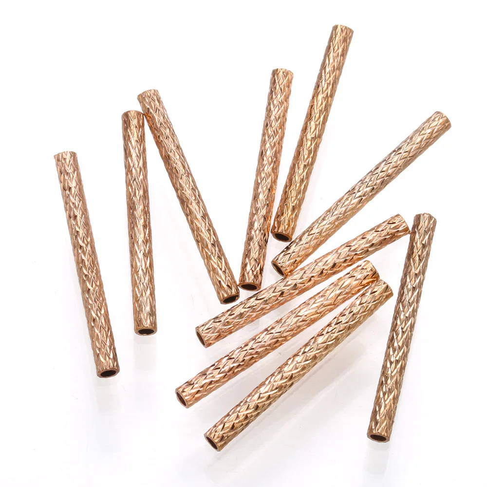 Резные прямые трубки из латуни для браслетов «сделай сам», аксессуары для ювелирных изделий под розовое золото, 20 шт., 2 х15, 2 х20 мм
