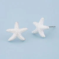 starfish sea life smart metallic stud earrings for women girls simple handmade charm party business elegant jewelry accessory