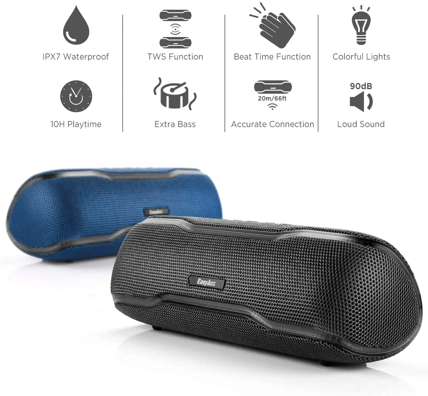 Портативная Bluetooth Колонка EasyAcc водонепроницаемая IPX7 колонка с двойным