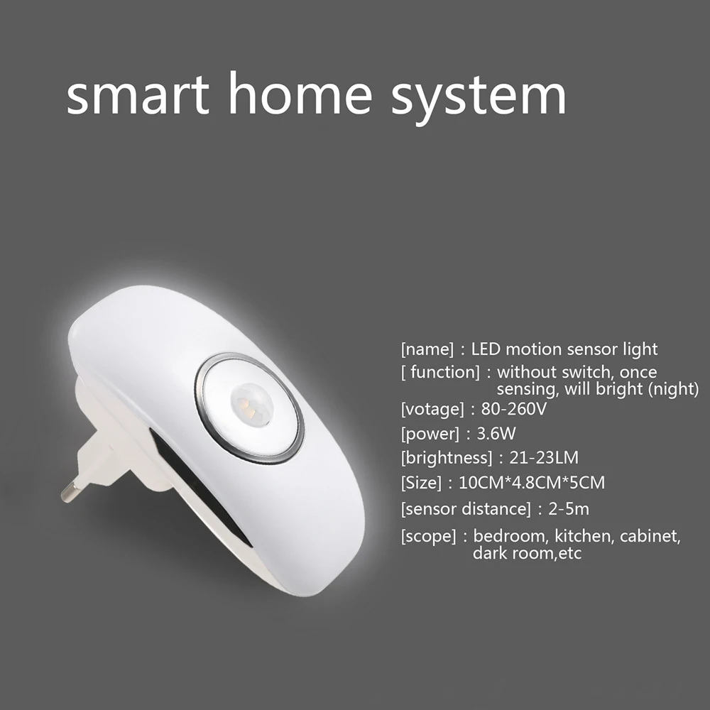 С Led датчиком света и PIR датчиком движения Функция светодиодный ночник с PIR AC 80-260 в светодиодный Ночной Датчик лампа 18 светодиодов