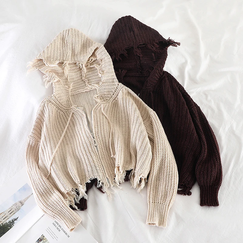 Mooirue осенний необычный свитер с капюшоном Женский длинный рукав на молнии